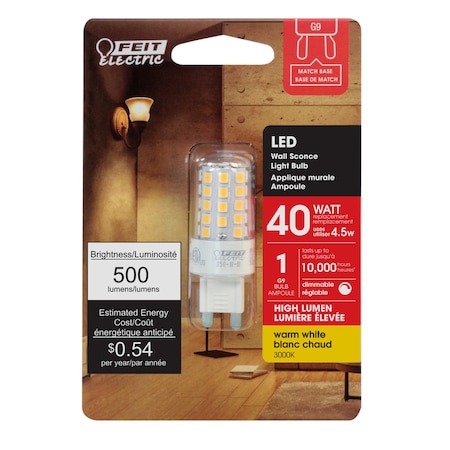 Feit Electric Feit T4 Bi-Pin LED Bulb Warm White 40 Watt Equivalence 1 pk G940/830/LED